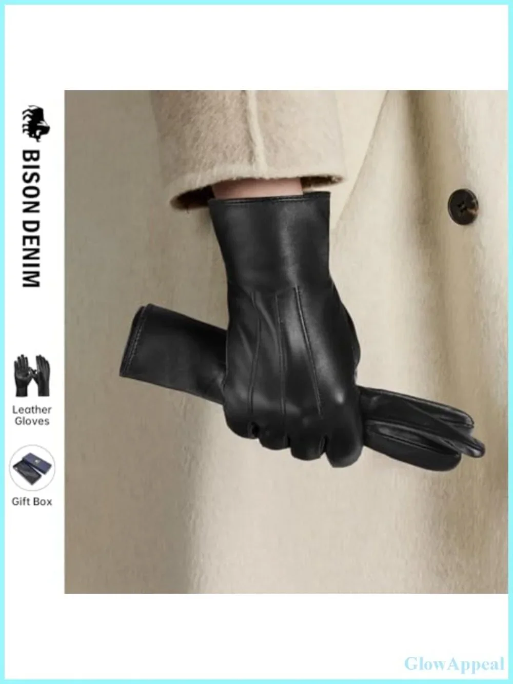 Genuine Sheepskin Leather Gloves Cashmere Lined Touchscreen Driving Winter